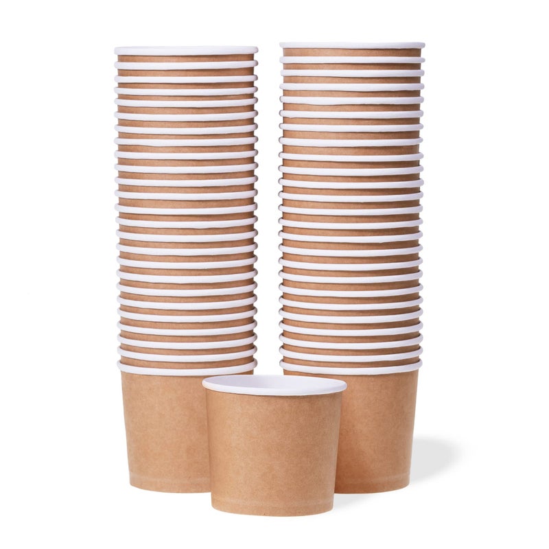 MATICAN Paper Ice Cream Cups - 50-Count 11-Oz Disposable Dessert Bowls for Hot or Cold Food, 11-Ounce Party Supplies Treat Cups for Sundae, Frozen Yogurt, Soup, Brown - Image 1